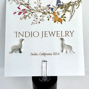 New Indio Jewelry Tiny Silver Plated Dinosaur Stud Hypoallergenic Earrings #E103